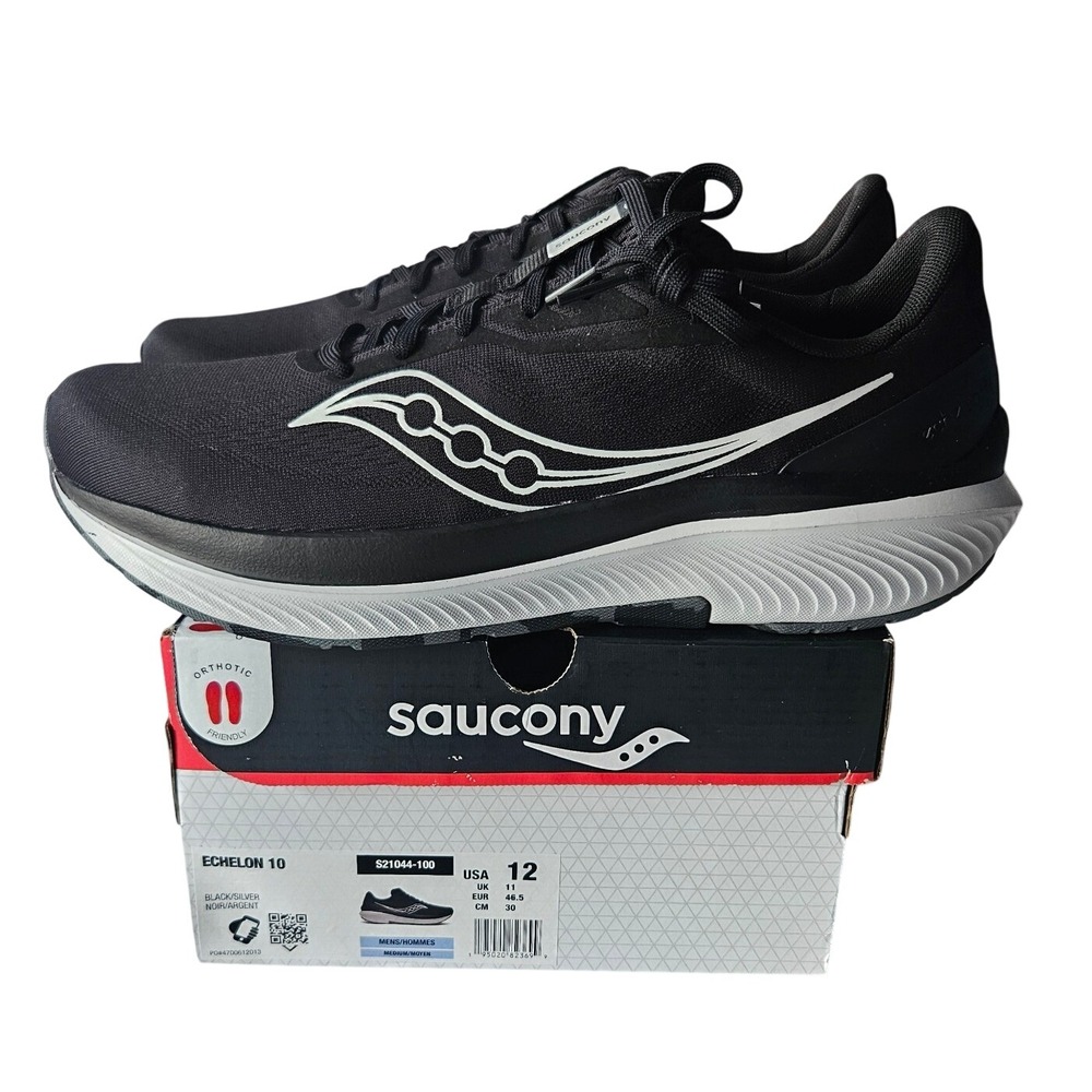 Saucony Echelon 10 Mens Running Shoes Black Silver S21044-100 Size 12